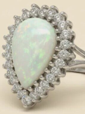 14K Opal & Diamond Statement Engagement Ring
